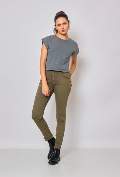 Jeans Place du Jour "KAKI COPPER DECORATED BUTTONS" New Collection