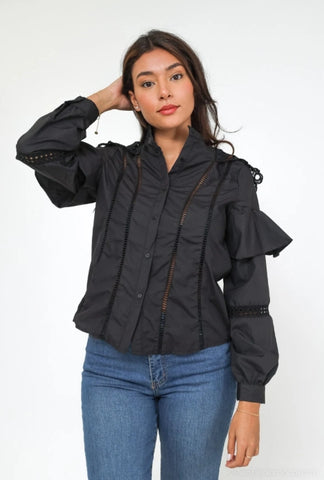 Chemisier dentelle Noir  Loriane