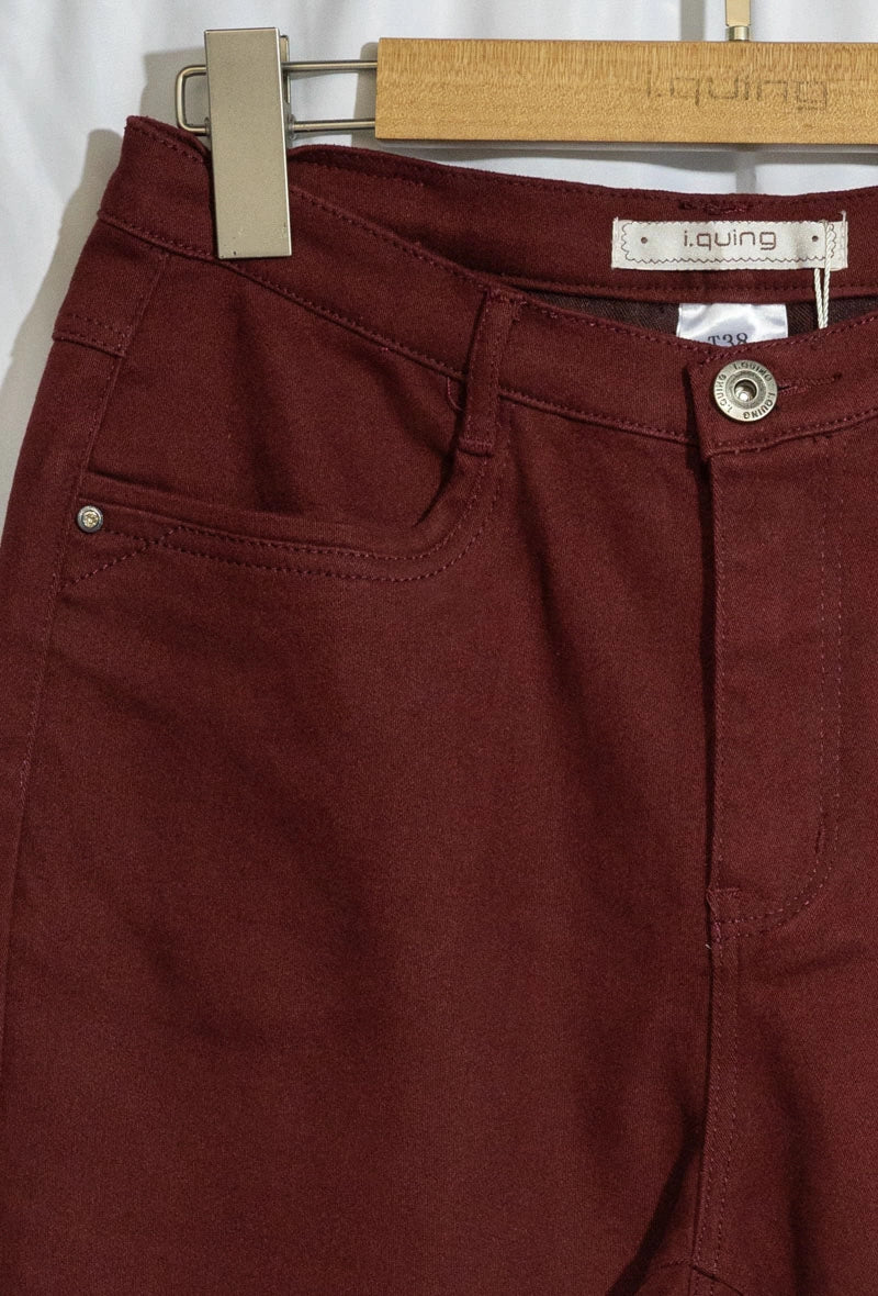 Pantalon I. QUING " BORDEAUX " Taille Haute