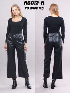 Pantalon Simili Cuir Noir Wide Leg