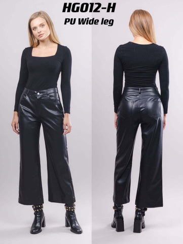 Pantalon Simili Cuir Noir Wide Leg