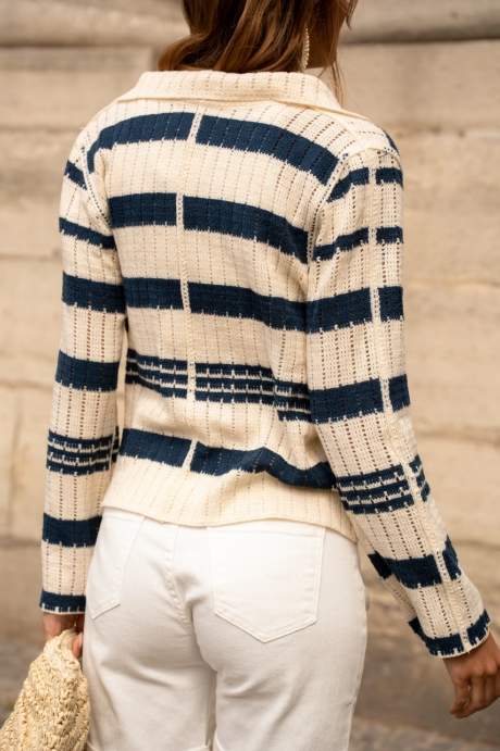 GILET TOP CROCHET MARIN