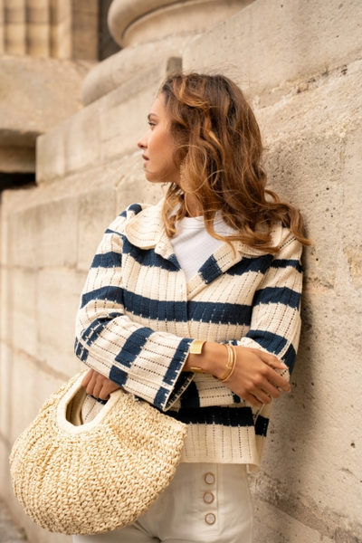 GILET TOP CROCHET MARIN